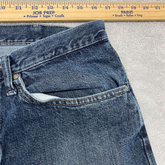 Wrangler Jeans Mens 34 Blue Denim Regular Fit Straight Distressed 31 Inseam - Picture 6 of 15